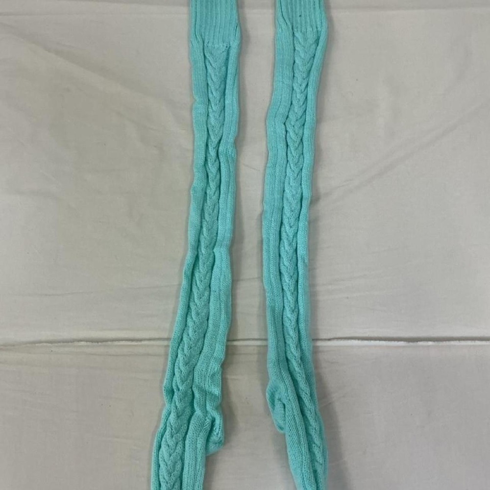 Tiffany and Co. Turquoise Cable-Knit Thigh-High Socks